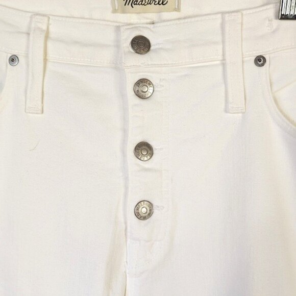 Madewell Size 34 Petite White Jeans 10" High Rise Skinny Step-Hem Button Fly - Picture 6 of 9